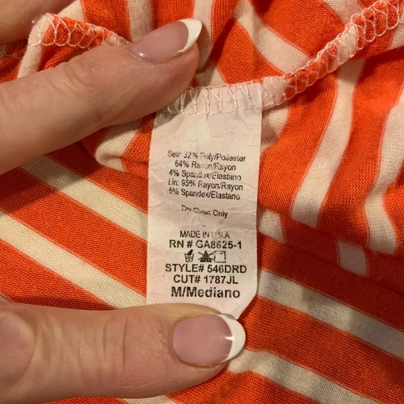 Renee maxi length stretchy orange/white tank knit striped dress M - Picture 5 of 5
